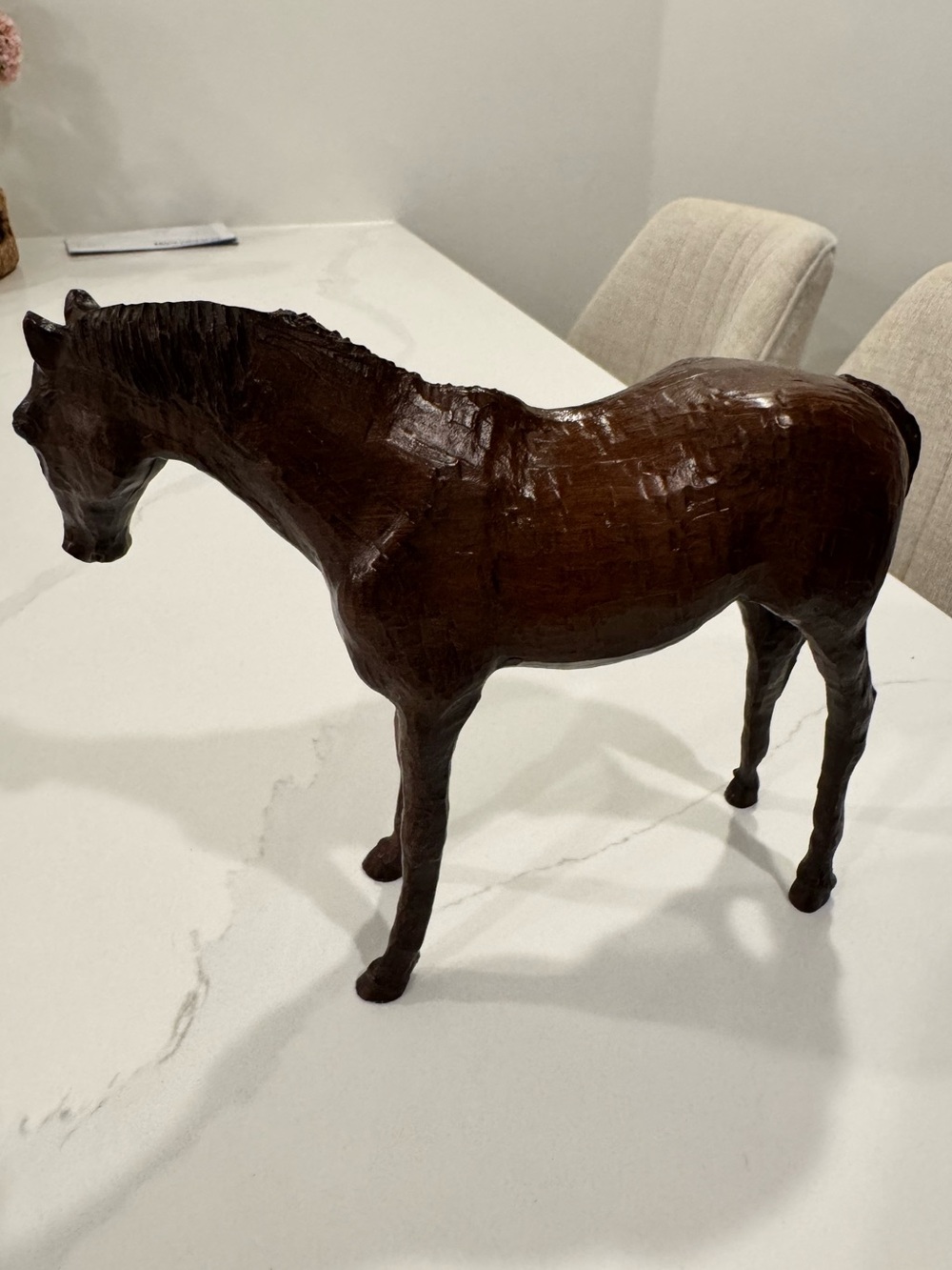 Handcrafted Brown Horse Sculpture - Decorative Home Art